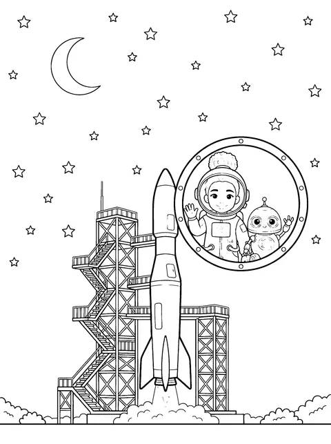 Blast Off!: Space Coloring Page