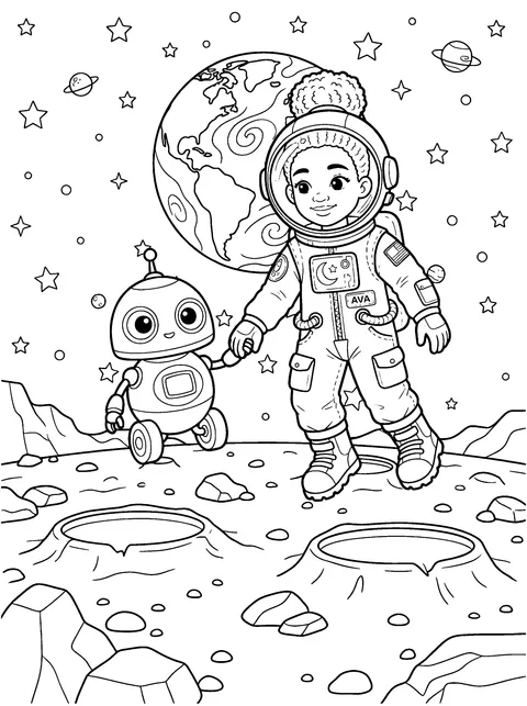Floating in Space: Space Coloring Page