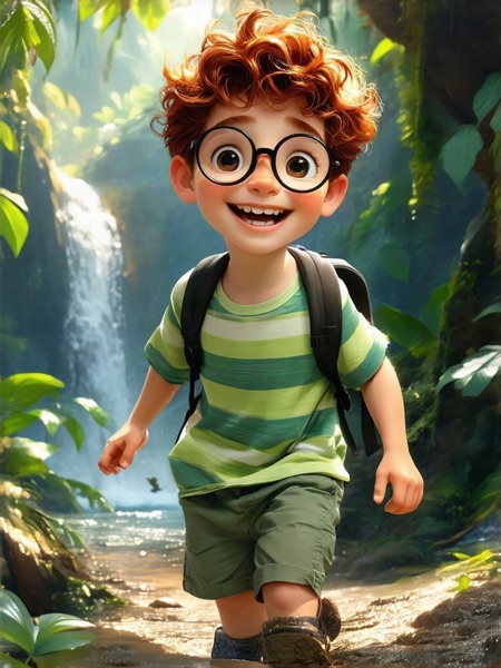 A different boy drawn by Stable Diffusion 3.5 from the same description