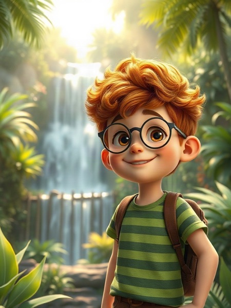 A third, different boy drawn by FLUX schnell from the same description
