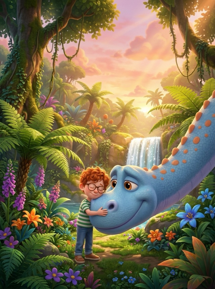 Leo hugging Bronto at sunset, page 6