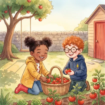 Finn in a scene with Nora in the garden